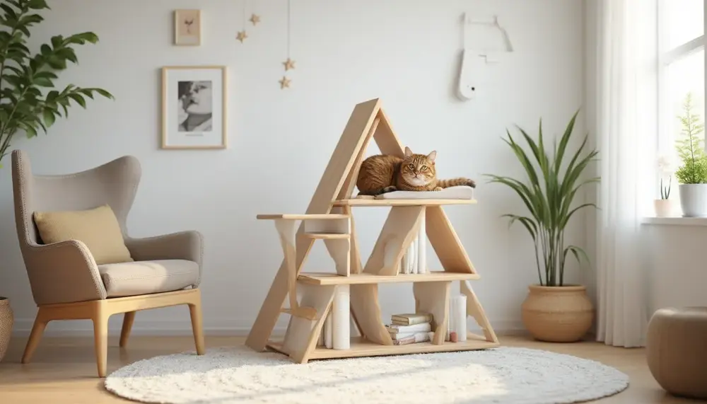 Arbre à chat triangulaire : Design moderne pour votre compagnon