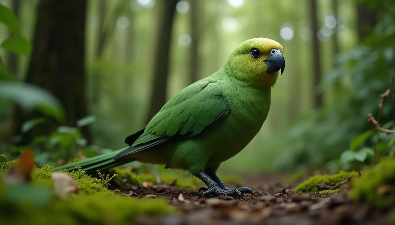 Perroquet kakapo : histoire et singularités de l’oiseau le plus rare